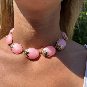 Elegant Pink and Gold Women's Necklace